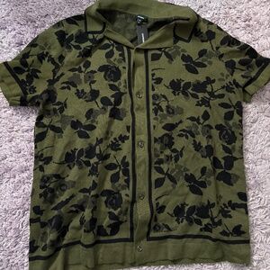 Express knit floral button down